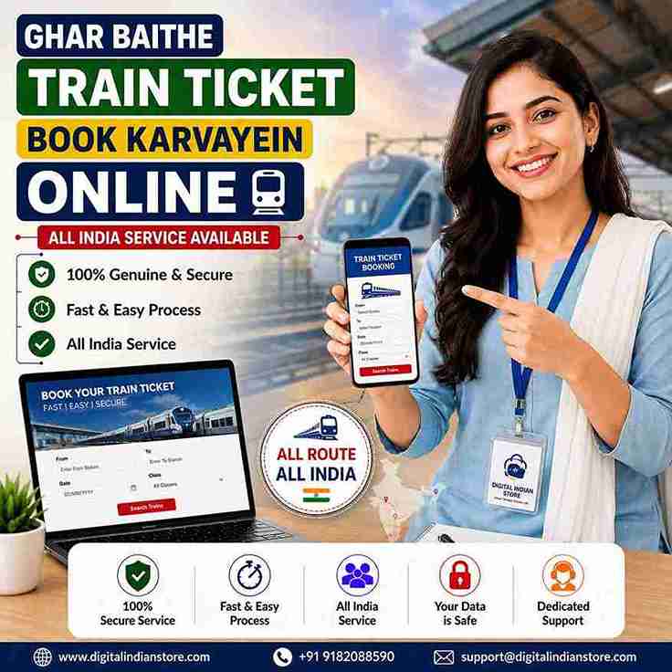 Railway Ticket Book Karwaye Online | General Train Ticket Booking Service | Fast, Secure & Affordable | Digital Indian Store