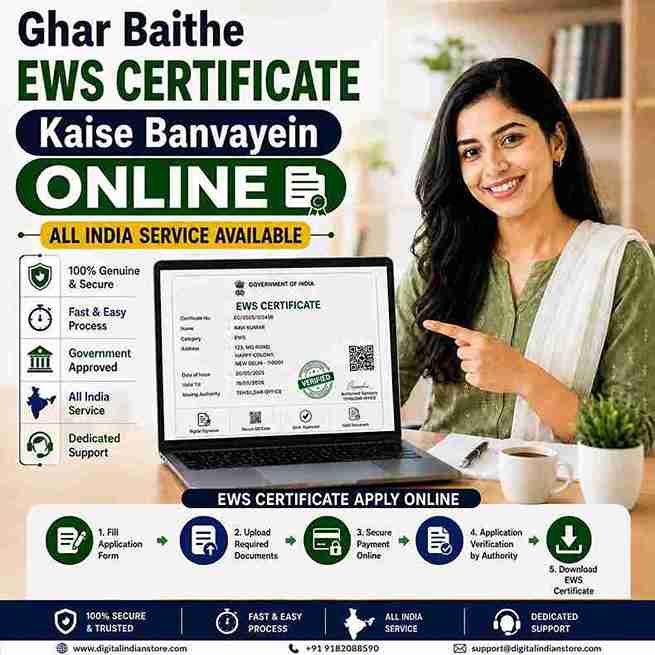 EWS Certificate Kaise Banwaye Online | Ghar Baithe EWS Certificate Apply Karein | Digital Indian Store